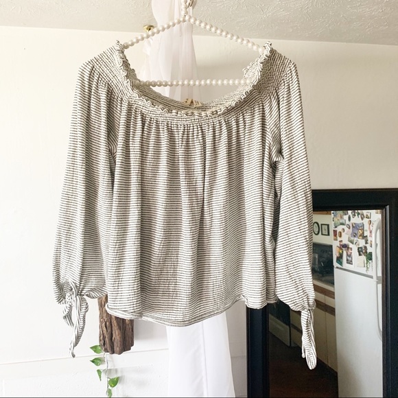 Free People Off The Shoulder Striped Lexington Top - Picture 5 of 9